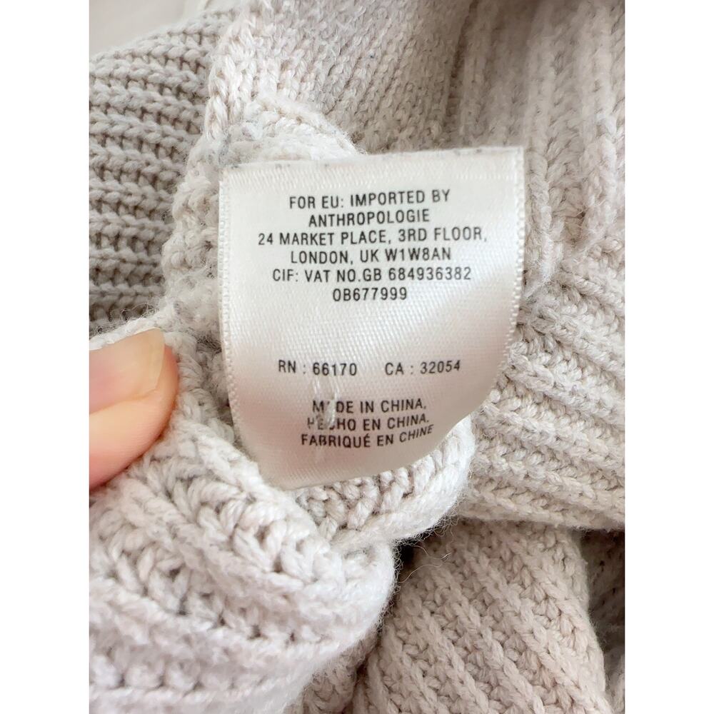 Anthropologie Moth Taupe Turtleneck Chunky Oversized Weighted Sweater Dress XS - Picture 8 of 8